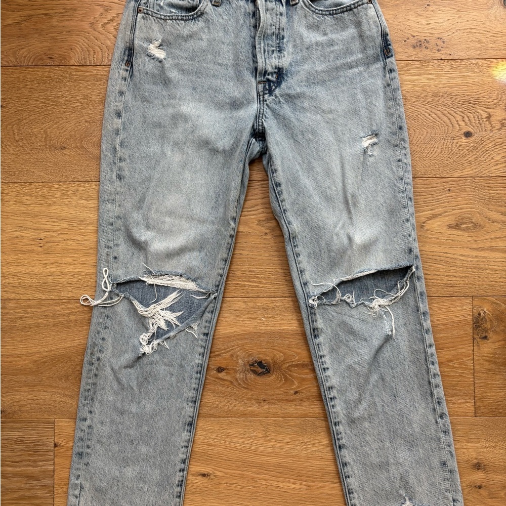 Pistola Light Wash Distressed Straight Leg Jeans